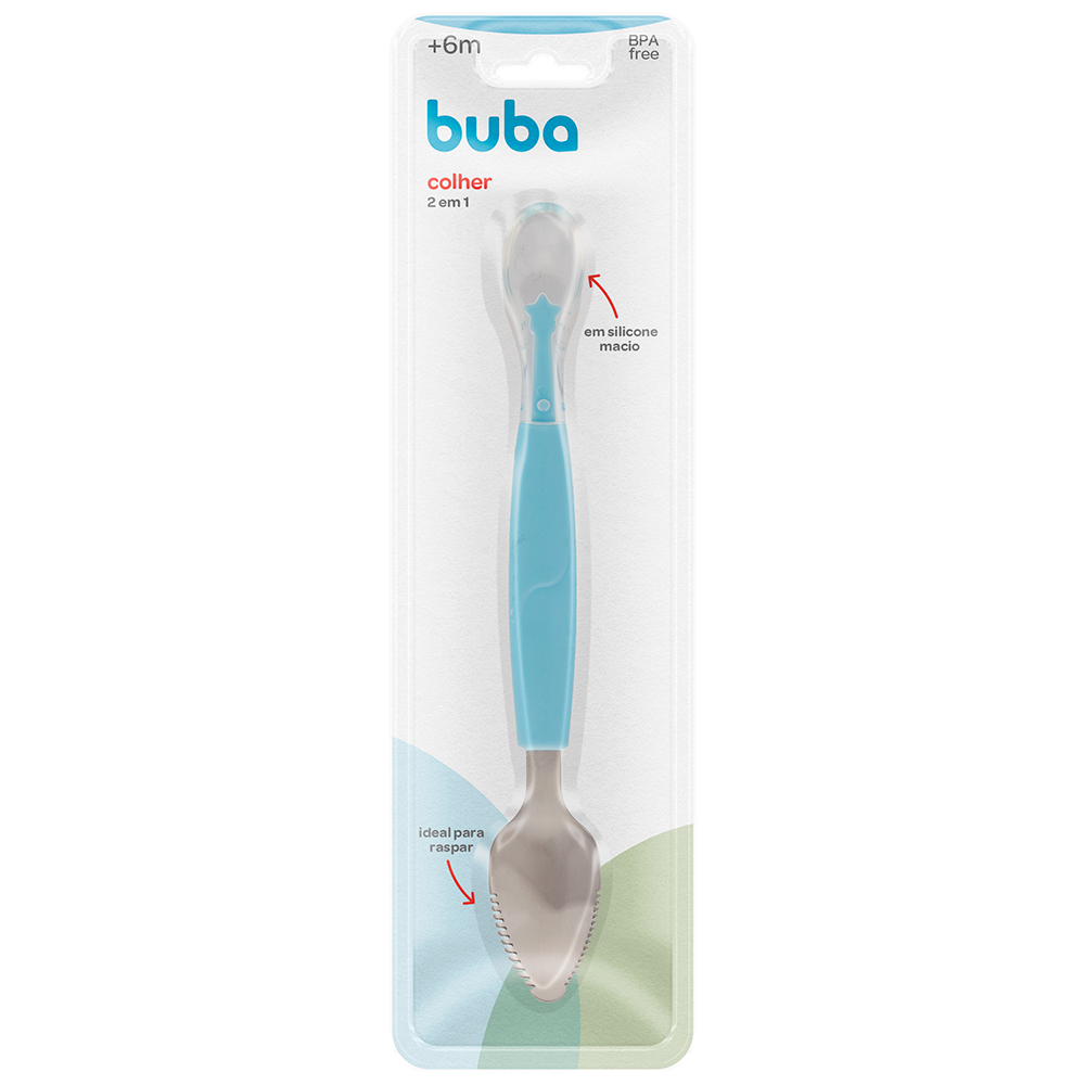 Colher 2 em 1 Infantil Azul Buba para Introdução Alimentar - Image 6