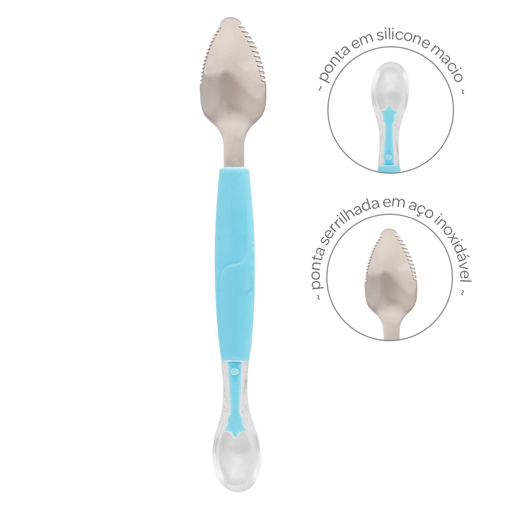 Colher 2 em 1 Infantil Azul Buba para Introdução Alimentar - Image 4