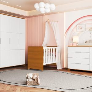 Jogo de Quarto Luna Max Infantil Reller – Branco Fosco Com Savana