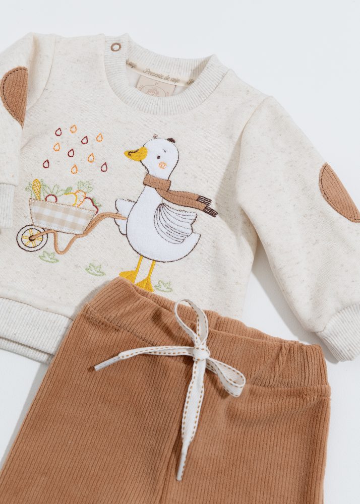 Conjunto Bebê Moletom Bordado Patinho Com Calça Veludo - Image 4
