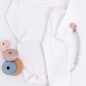 Conjunto Body Térmico Longo Branco Para Bebê
