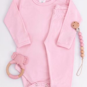 Conjunto Body Térmico Longo Rosa Para Bebê