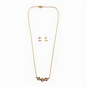 Conjunto em aço losango dourado