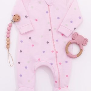 Macacão Bebê Moletinho Peluciado com Zíper – Rosa Poá