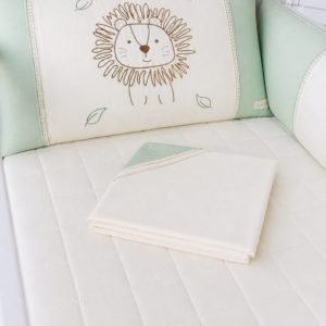 Kit Berço Paris 9 peças Com Bordado Leão Verde