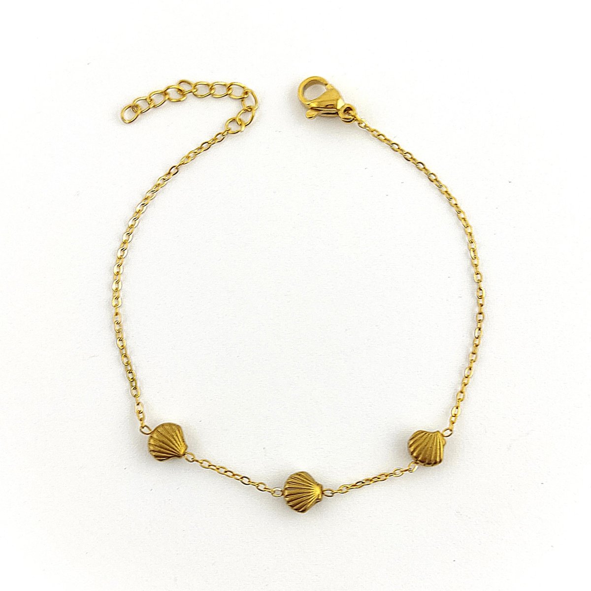 Pulseira Caminho de Santiago – Três Conchas em Aço Dourado - Image 2