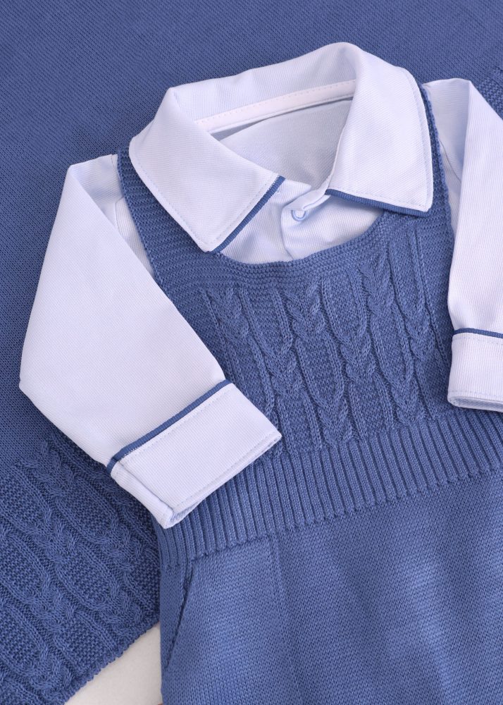 Saída Maternidade RN Azul Denim com Jardineira, Body e Manta - Image 3