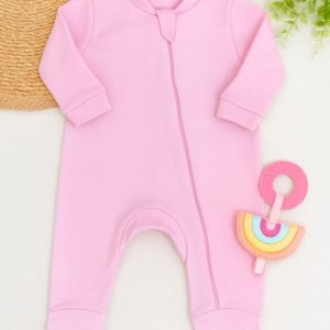 Macacão Bebê Suedine 100% Algodão – Rosa Algodão Doce