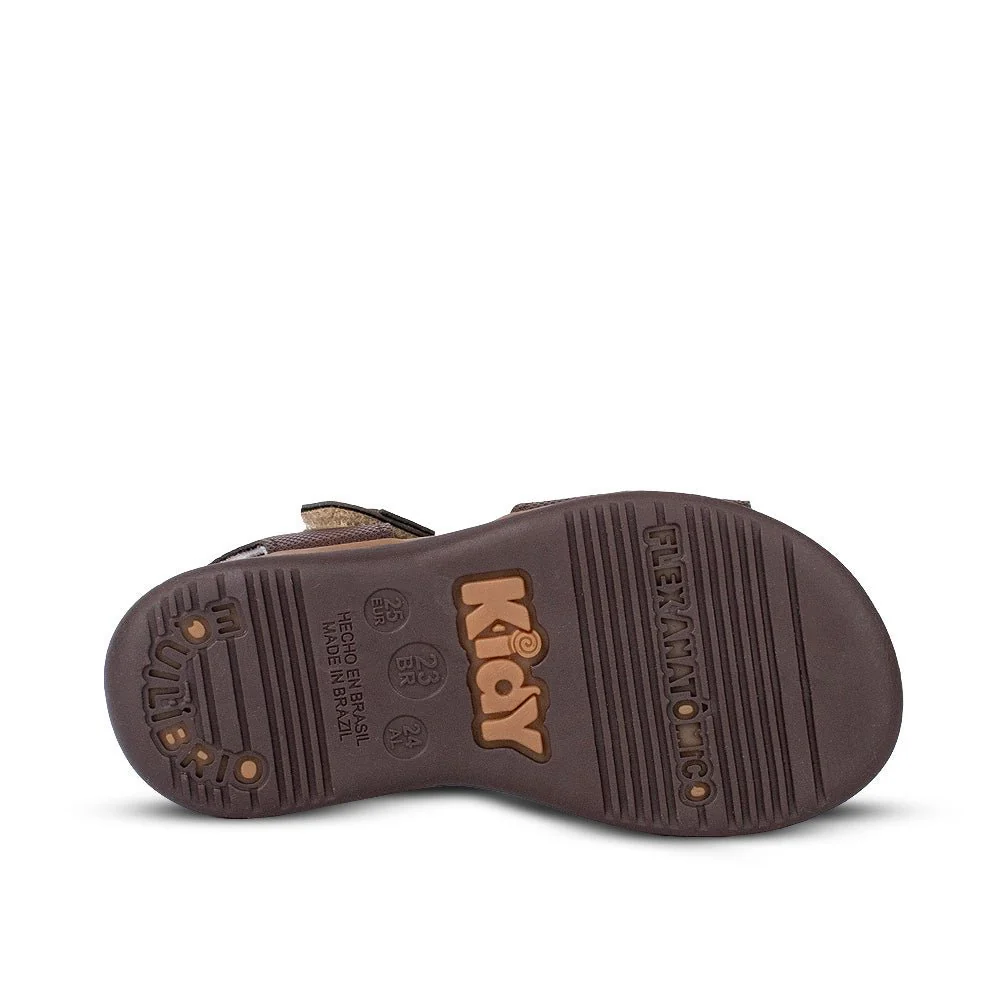 Sandália Infantil Menino Kidy Baby Café e Caramelo com Velcro Primeiros Passos 18 ao 24 - Image 6