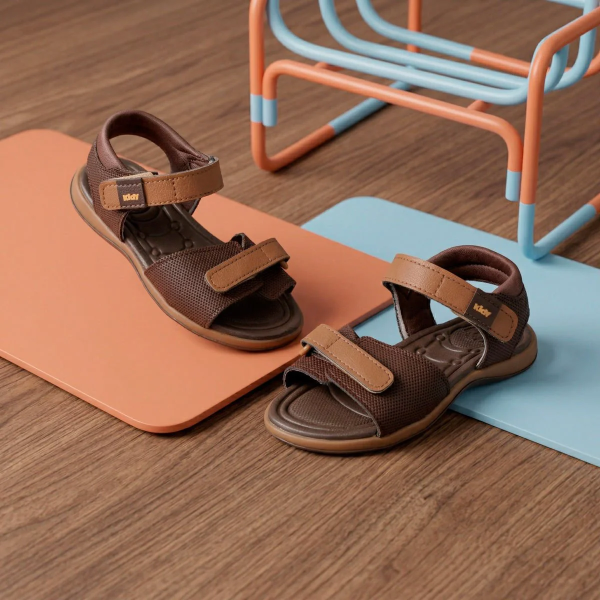 Sandália Infantil Menino Kidy Baby Café e Caramelo com Velcro Primeiros Passos 18 ao 24 - Image 2